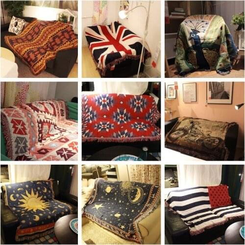 Jacquard Knitted Woven Sofa Blanket blankets and throws American Cotton Knit Blanket Throw Sofa Towels Leisure Blankets