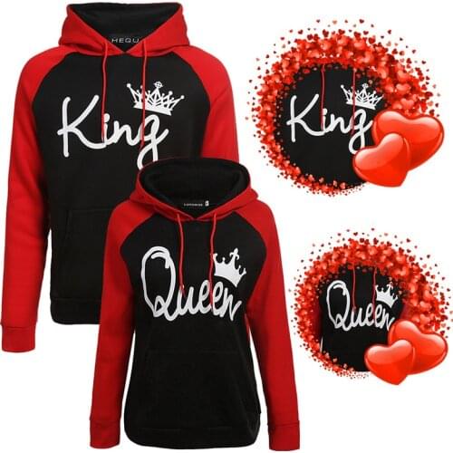 WEPBEL Sweatshirt Women Men Lovers Pullovers Couple QUEEN KING Printing Hoodies Parchwork Patchwork Tops Tracksuit