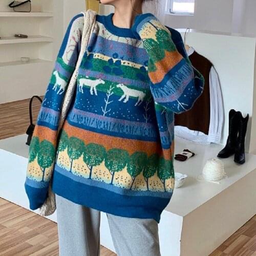 Autumn Womens Sweats Christmas Pullover And Winter New Loose And Lazy Gentle Long Sleeve Top Thickened Jacquard Sweatshirts Y2k