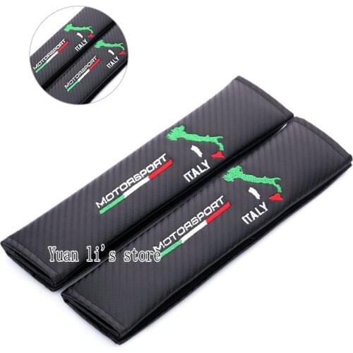 1pair Italy Flag Logo Vip Car Seat Modified Carbon Fiber Seat Belt Shoulder Pads