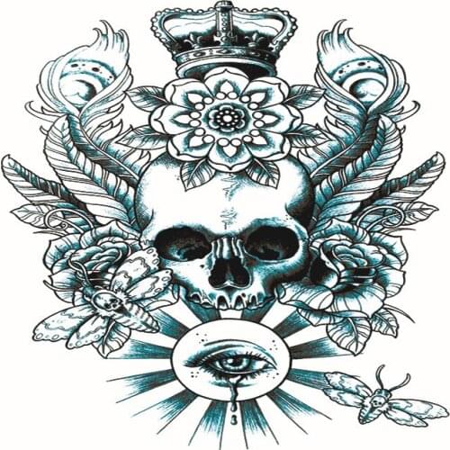 Wholesale New 1000pcs Halloween disposable tattoo 22*15CM Skeleton Beauty Waterproof temporary tattoo Body Sticker Free Shipping