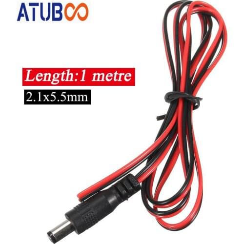2.1x5.5mm Male Plug 12V DC Power Pigtail Cable Jack For Car Vehicle Camera Connector Tail Extension 1 Meter Wire