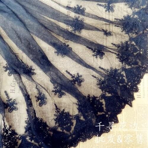 2 Yard/lot Extra wide lace fabric black white cotton gauze embroidery lace trim 45cm sew clothes skirt pendulum diy accessories