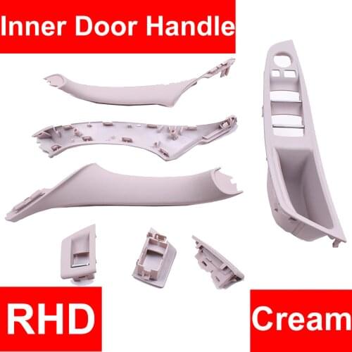 4/7PCS Set Right Hand Drive RHD For BMW 5 series F10 F11 520 525 Cream Beige Gray Car Interior Door Handle Inner Panel Pull Trim