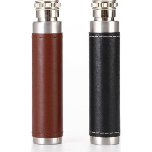 50pcs High-grade 1oz Whisky Liquor Flagon Stainless steel Flask Alcohol Vodka Jack Hip Flask With Leather Wrap for Travel gift