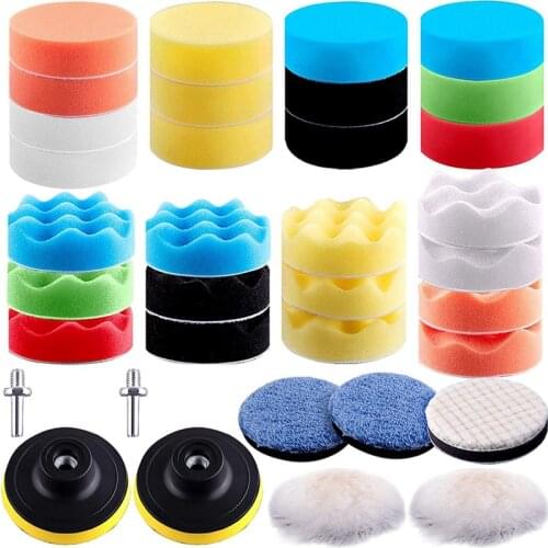 Promotion! 35 Pieces Car Polishing Pad Kit 80mm Buffing Pads Foam Polish Pads Polisher Attachment for Drill