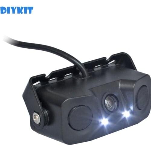 DIYKIT Waterproof Packing Radar Sensor Car Reverse LED Night Vision Rear View Car Camera Wide Angle for Parking Assistance Kit