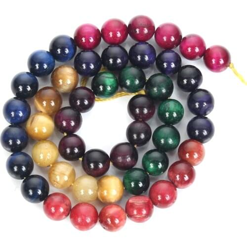 Multicolor Tiger Eye Natural Stone Beads Round Loose Beads For Jewelry Making DIY Bracelets Necklace Accessories Beads 6/8/10MM