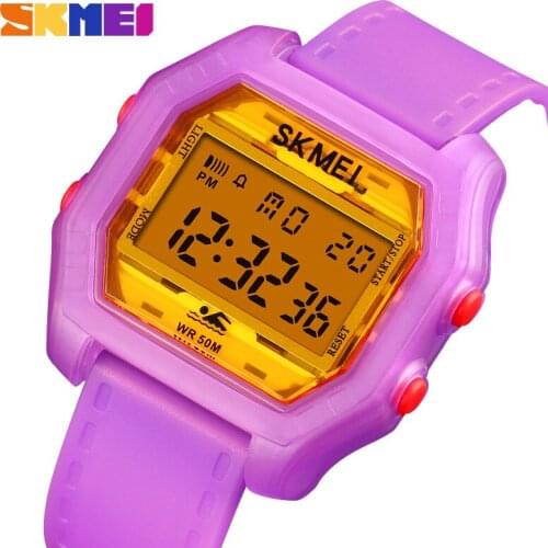 Girls Watches Fashion Shockproof Electroplated Case Transparent Strap Lady Women Digital Wristwatch SKMEI 1623 reloj mujer