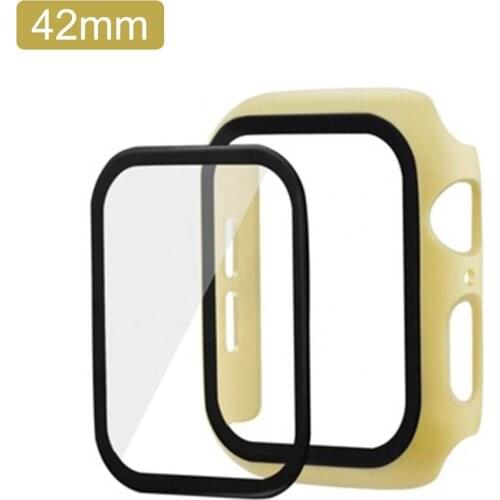 Anti-fingerprint Watch Case Full Plastic Tempered Film PC Screen Protection Cover Durable Case For Apple Watch