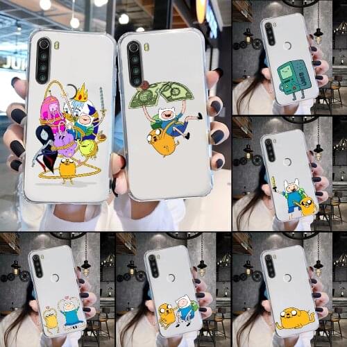 Cartoon Adventure Time Phone Case Transparent For Xiaomi Redmi Note 7 7A 8 8T 9 9A 9S 10 K30 Pro Ultra transparent trend Etui