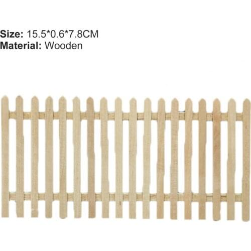 Wooden 1/12 Scale Micro Landscape Wooden Fence Miniature Dollhouse Pots Decor for Doll House