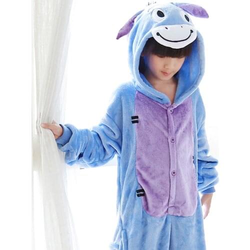 Photography Kid Boys Girls Party Clothes Pijamas Flannel Pajamas Child Pyjamas Hooded Sleepwear Cartoon Animal Donkey Cosplay