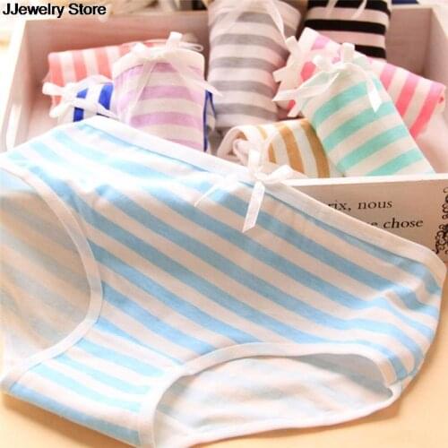 Women Cute Sexy Underwear Panties Stripes Navy Bowknot Tanga Lovely Women Panties Cotton Briefs HOT