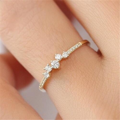 Exquisite Micro-Inlaid Zircon Simple Ring Engagement Charm Gift Woman Fashion Party Creative Jewelry Wholesale