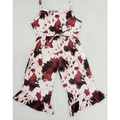 Baby girl farm jumpsuit sleeveless girl tie die romper summer fashion girl boutique overalls girl romper one piece