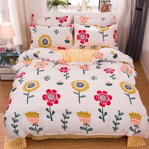 Fairy Tale Flowers Bedding Set Simple Duvet Cover Set Pillowcase Home Textile 2/3pcs Bed Linen King Queen Size Dropship