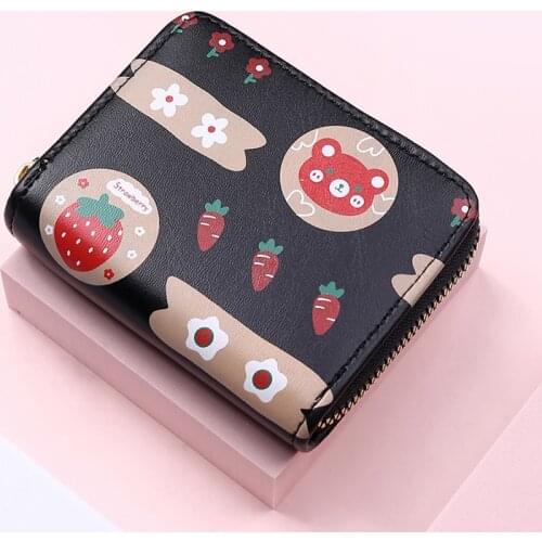 Women Cute Small Cartoon Pictures Wallet Zipper Girl Wallet Brand Designed Pu Leather Coin Purse Female Card Holder