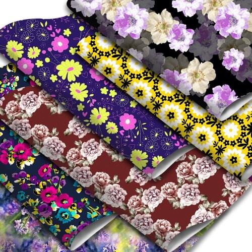 Blossom Flowers Printed Faux Leather Sheets Floral Pattern Synthetic Leather Fabric 20x33cm for Earrings Hair Bows Making