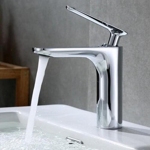 LASO Copper Sink Faucet hot and cold basin faucet single hole bathroom basin taps hotel mixed faucet Chrome