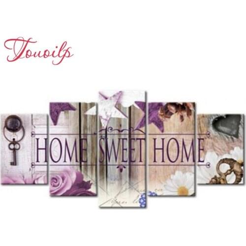 5D DIY Full home Sweet Home diy Square&round 5pcs 5d Diamond Painting Combination diamond Embroidery Mosaic Home Decor painting