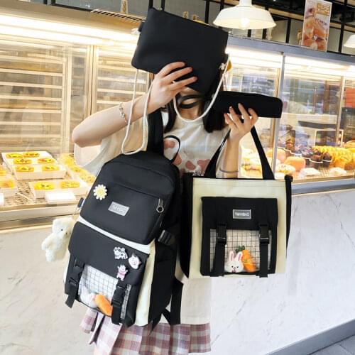 Cute Women Backpack Sets Kawaii School Bags For Teenager Girls 2021