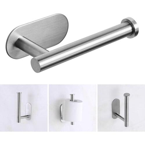 Kitchen Bathroom Roll Paper Self Adhesive Wall Mount Toilet Paper Holder Stainless Steel Tissue Towel Accessories Rack Holders