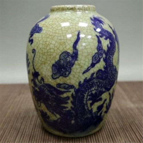Early collection of old porcelain with a blue and white dragon pattern 2
