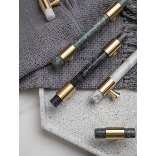 Natural Stone Cabinet Handles Brass Marble Handle for Wardrobe Dresser Drawer Pull Knobs Nordic Furniture Handle Accessory