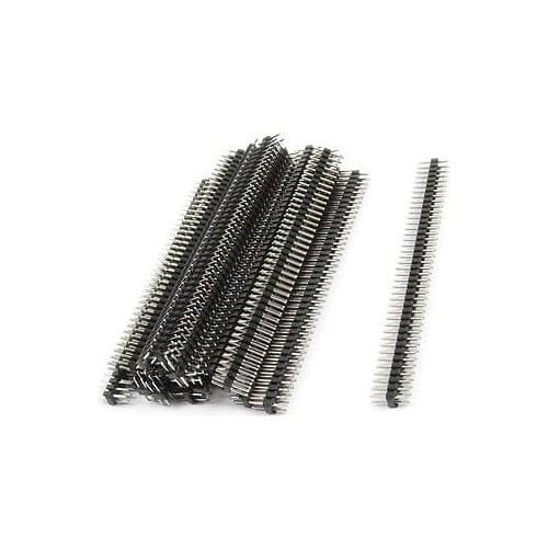 2.54mm Pitch 80 Pins Double Row Male Pin Header Black 20 Pcs