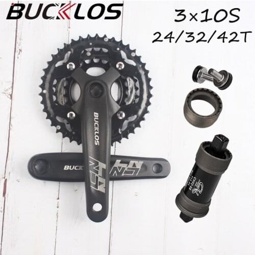 BUCKLOS 3*10Speed MTB crankset 104/64BCD bike chainring 24T 32T 42T 170mmsquare hole crank mountain bike crankset for shimano
