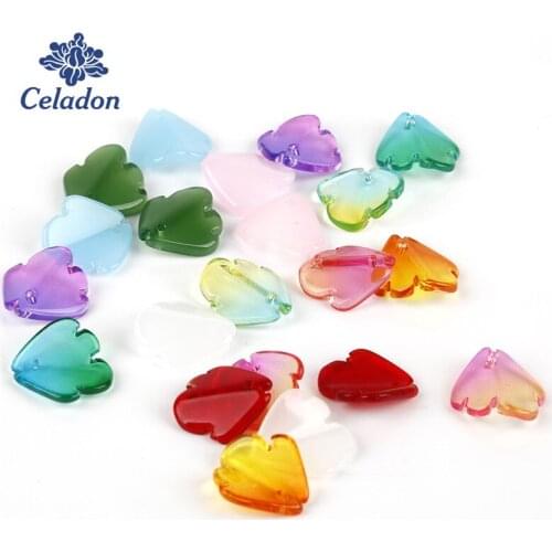 High Quality Gradient Color 15mm Hole 1.5mm Petal Czech Glass Beads Charms Beads Handmade Craft DIY Jewelry Making Supplies 5pcs
