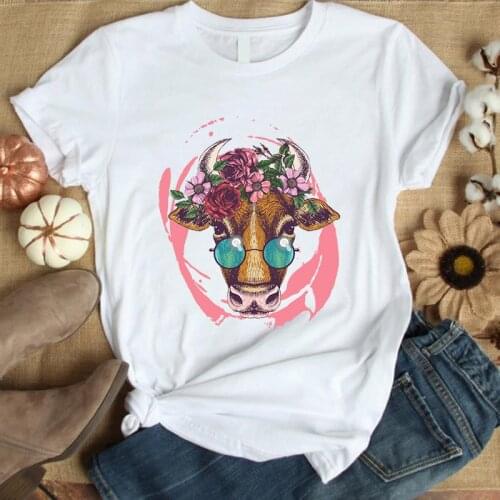 Women Printing Tops Fashion Casual Short Sleeve T-shirt Korean Style Womens Clothes Ladies Tees Cloth Tshirts White Tshirt