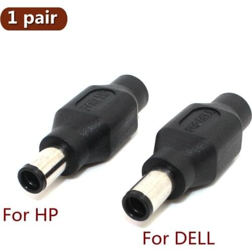 1Pair 7.4 x 5.0 mm DC Male to 5.5 x 2.1mm DC Female Power Plug Adapter Connector with chip for DELL for HP