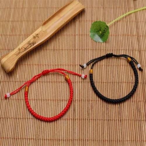 1pcs Lucky Red Rope Bracelet Women Men Handmade Woven String Bracelet Couple Jewelry Adjustable Braided Retro Bracelet Wholesale