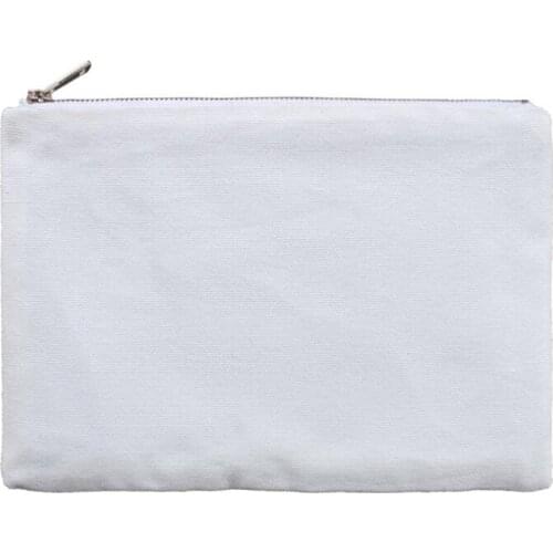 10pcs Sublimation White Blank Canvas makeup bag with gold zip gold lining Size 16*23cm