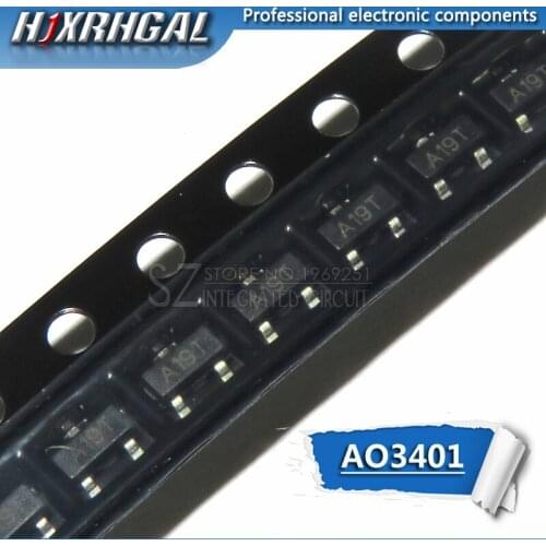 100pcs AO3401 SOT23-3 SOT23 SMD A19T 3401