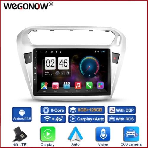360 Panoramic Camera 6GB+128GB Android 10.0 Car DVD Player GPS WIFI Bluetooth RDS Radio For Peugeot 301 Citroen Elysee 2014-2016