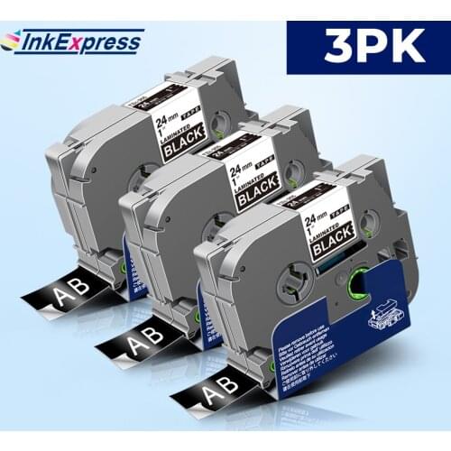 3PK Label For Brother TZe 355 Label Tape 24mm TZe-355 Tape White on Black Tze355 For Brother P touch Label Maker PT-9600 PT-D600