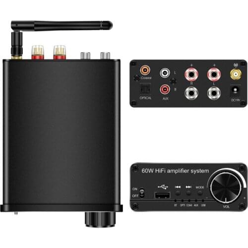 60W HiFi Audio Amplifier BT5.0 Audio Receiver Transmitter Digital Coaxial Optical R/L TO Analog Audio Converter Power Amplifier