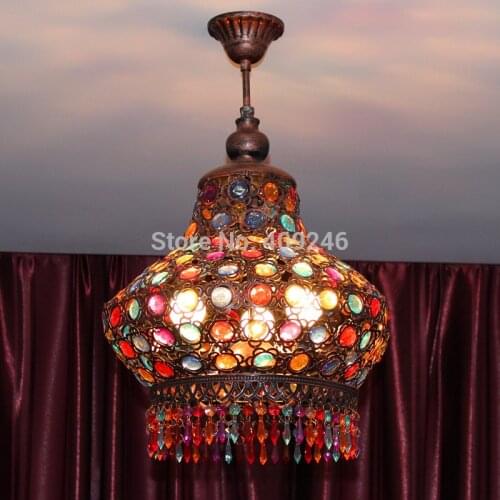 Bohemia Mediterranean Sea Colorful Crystal Ceiling Pendant Lamp Lantern Light Chandelier Bedroom Dining Room Home Decor Hot Sale