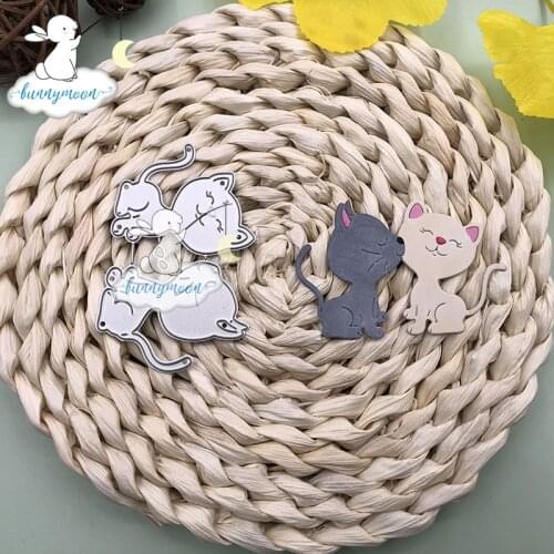 Bunnymoon Couple Cats Metal Cutting Dies Stencils For Scrapbooking Photo Album Decoration Embossing Paper Card Craft