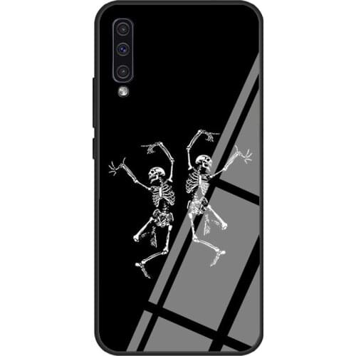 Spooky Dancing Skeletons Macabre Vintage Case For Samsung A72 A71 A51 A31 A40 A50 A70 A20e A21S A12 A32 A52 Tempered Glass Cover