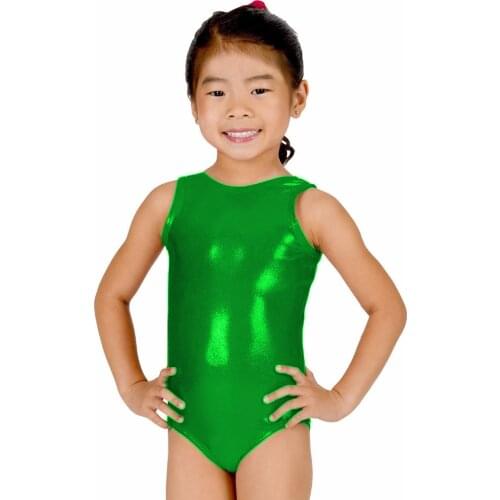 OVIGILY Kids Shiny Metallic Stretch Dance Leotards Girls Tank Gymnastics Ballet Leotards Stage Show Performance Dance Tops