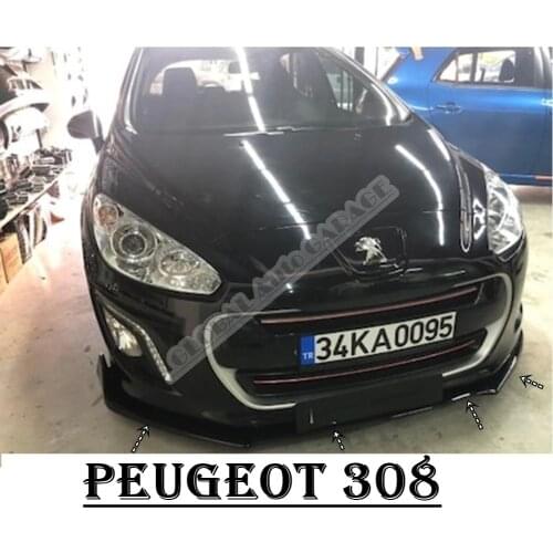For Peugeot 308 Front Bumper Attachment Lip 2007-2020 Piano Glossy Black Splitter Diffuser Universal Spoiler Bumper Mud Flaps