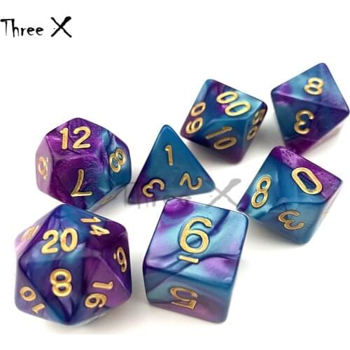 Purple with Blue Mixed-color Portable Dice Playing Game for DND Double Color Effect Rpg