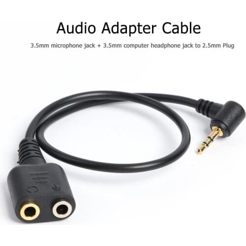2.5mm Male to 3.5mm Headphone and Mic Female Adapter Cable Long Service Life Corrosion Resistance for Panasonic Telephone