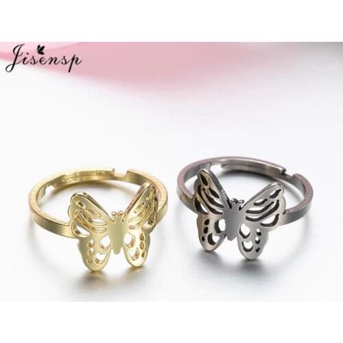 Korea Fashion Butterfly Opening Rings for Women Girls Harajuku Stainless Steel Female Ring Party Aesthetic Jewelry Anillos Mujer