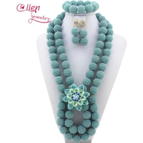 Pretty nigerian wedding Crystal Beads African Beads Jewelry Set For Women dubai beaded necklace set W9337
