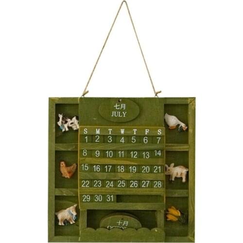 Creative Cartoon Farm Style Calendar 8.07x8.07in Perpetual Wood Calendar For Home Kitchen Desk Decor Wood Calendar